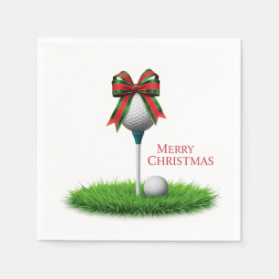 Serviette En Papier Boule de golf avec ruban de Noël et tee