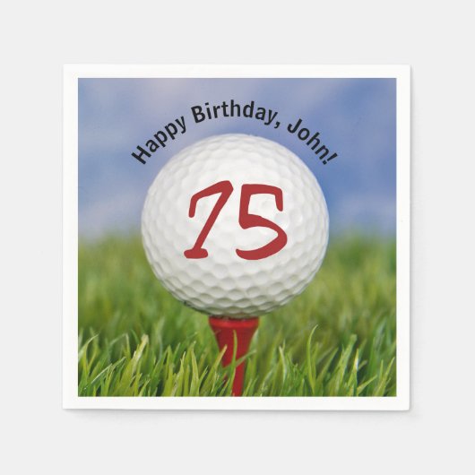Serviette En Papier Boule de golf en tee pour 75e anniversaire (Devant)