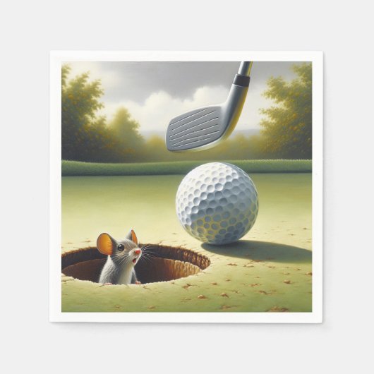 Serviette En Papier Boule De Golf Et Souris (Devant)