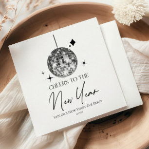 Serviette En Papier Boule Disco Argent Soirée Soirée de Nouvel An