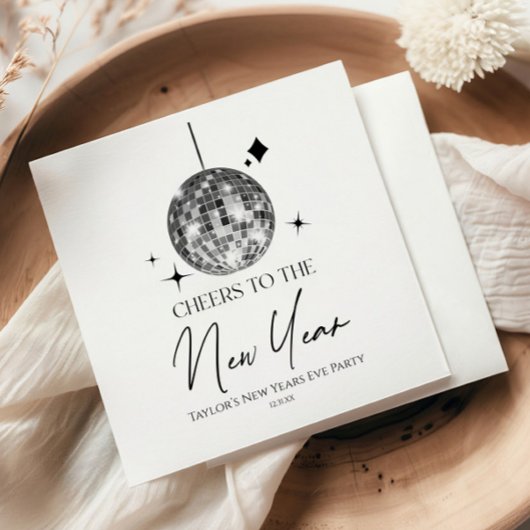 Serviette En Papier Boule Disco Argent Soirée Soirée de Nouvel An