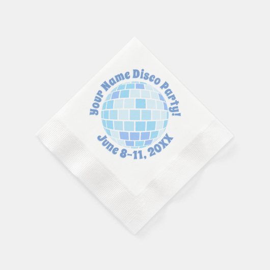 Serviette En Papier Boule Disco Bleu Rétro PERSONNALISÉE (Coin)