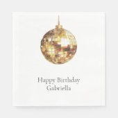 Serviette En Papier Boule disco dorée d'anniversaire (Devant)
