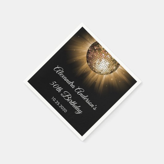Serviette En Papier Boule Disco Gold 50th Birthday Party (Coin)
