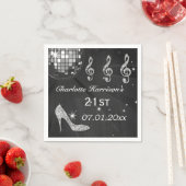 Serviette En Papier Boule Disco Noir/Argent et talons d'étincelle 21e (En situation)