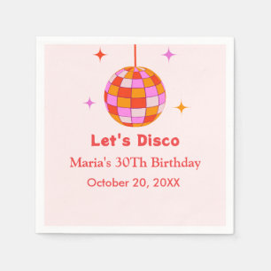 Serviette En Papier Boule Disco Orange Rose Fête d'anniversaire Let's