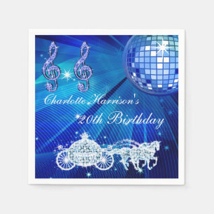 Serviette En Papier Boule Disco, Princess Coach & Chevaux 20e Annivers