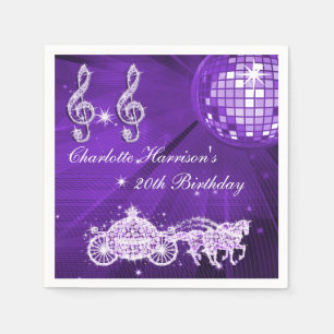 Serviette En Papier Boule Disco, Princess Coach & Chevaux 20e Annivers