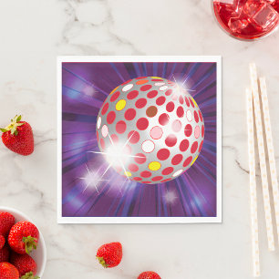 Serviette En Papier Boule disco rétro années 70 Rouge vibrant