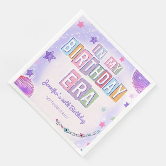 Serviette En Papier Boule Disco Violet Dans Mon Anniversaire (Coin)