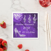 Serviette En Papier Boule Disco Violet et talons d'étincelle 21e (En situation)