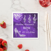 Serviette En Papier Boule Disco Violet et talons d'étincelle 60e (En situation)