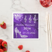 Serviette En Papier Boule Disco violette et talons étincelants 35e (En situation)