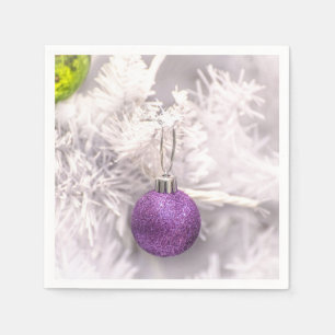 Serviette En Papier Boule pourpre solitaire de Noël