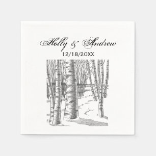 Serviette En Papier Bouleaux en hiver Noël Xmas