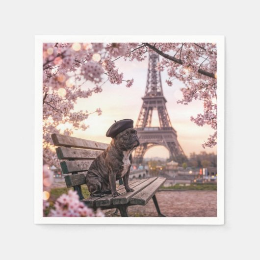 Serviette En Papier Bouledogue Français à Paris (Devant)