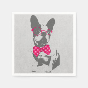 Serviette En Papier Bouledogue français animal vintage à la mode drôle