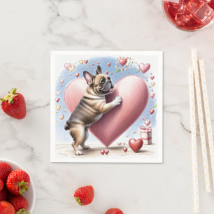 Serviette En Papier Bouledogue français Saut de coeur Bouledogue Franç
