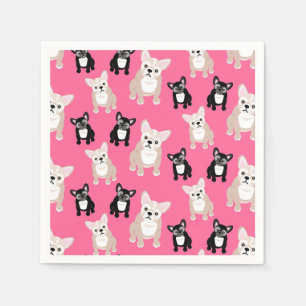 Serviette En Papier Bouledogues français de Français roses mignons