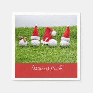 Serviette En Papier Boules de golf avec chapeaux de Père Noël sont ver