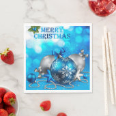 Serviette En Papier Boules de Noël bleu et argent, Sucre de canne, Éto (En situation)