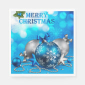 Serviette En Papier Boules de Noël bleu et argent, Sucre de canne, Éto (Devant)