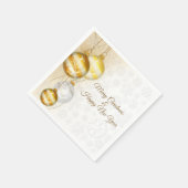 Serviette En Papier Boules De Noël Or Et Blanc (Coin)