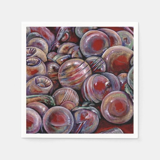 Serviette En Papier Boules de Noël rouges (Devant)