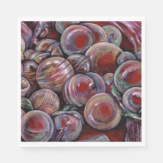 Serviette En Papier Boules de Noël rouges (Devant)