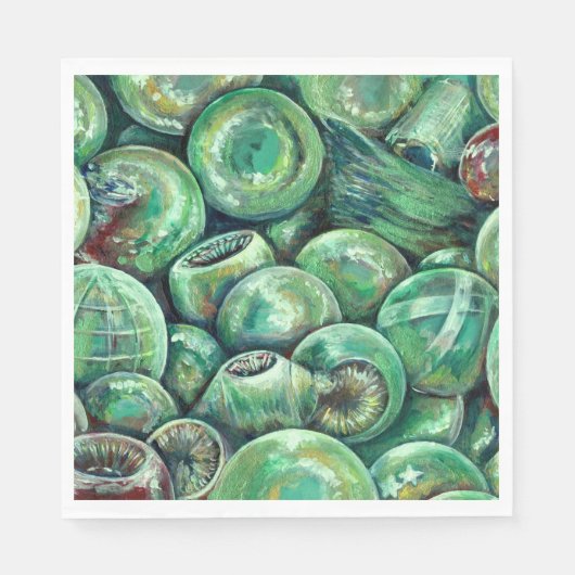 Serviette En Papier Boules de Noël vertes (Devant)