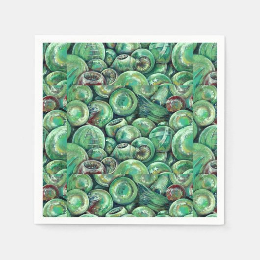 Serviette En Papier Boules de Noël vertes (Devant)