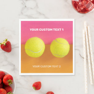 Serviette En Papier Boules de tennis de texte personnalisées