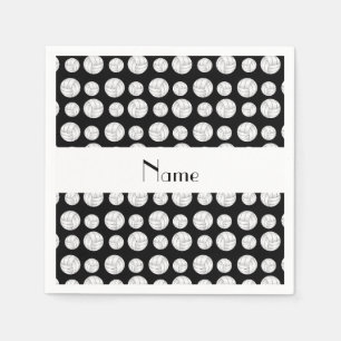 Serviette En Papier Boules noires nommées personnalisées de volleyba