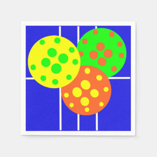 Serviette En Papier Boulettes jaunes, orange et vertes sur cour bleue
