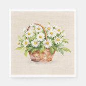 Serviette En Papier Bouquet Aquarelle Daisy En Panier (Devant)