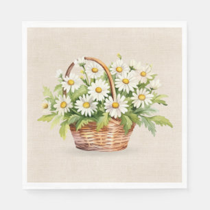Serviette En Papier Bouquet Aquarelle Daisy En Panier