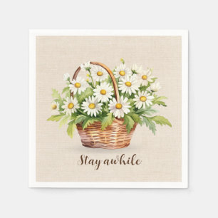 Serviette En Papier Bouquet Aquarelle Daisy En Panier