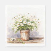 Serviette En Papier Bouquet Aquarelle Daisy En Pot (Devant)