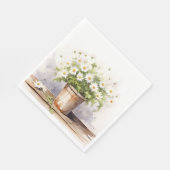 Serviette En Papier Bouquet Aquarelle Daisy En Pot (Coin)