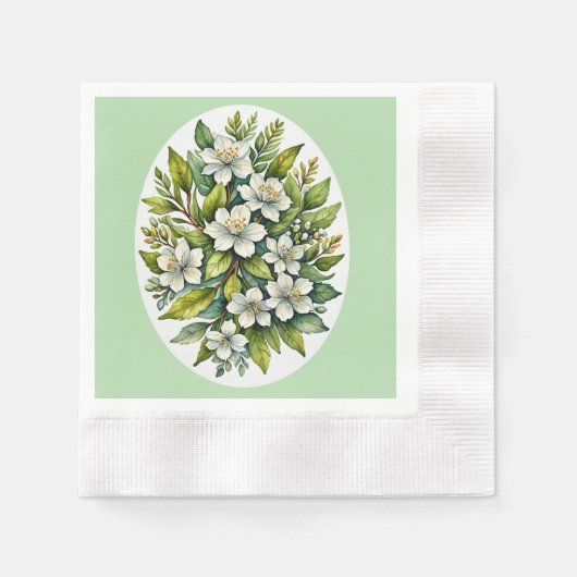 Serviette En Papier Bouquet blanc (Devant)