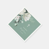 Serviette En Papier bouquet blanc vert Baptême (Coin)