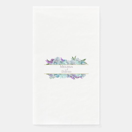 Serviette En Papier Bouquet bleu turquoise Mariage rustique Suite douc (Devant)