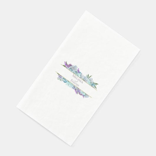 Serviette En Papier Bouquet bleu turquoise Mariage rustique Suite douc (Coin)