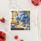 Serviette En Papier Bouquet Blue Hydrangea (En situation)