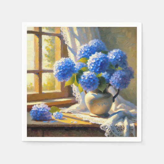 Serviette En Papier Bouquet Blue Hydrangea (Devant)