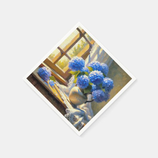 Serviette En Papier Bouquet Blue Hydrangea (Coin)