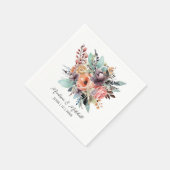 Serviette En Papier Bouquet bohème Floral Aquarelle (Coin)