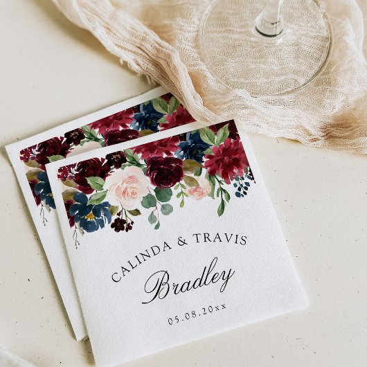 Serviette En Papier Bouquet Bourgogne | Cocktail mariage