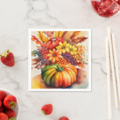 Serviette En Papier Bouquet Citrouille Vibrant récolte d'automne d'or (En situation)