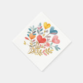 Serviette En Papier Bouquet d'aquarelle avec coeurs et feuilles (Coin)